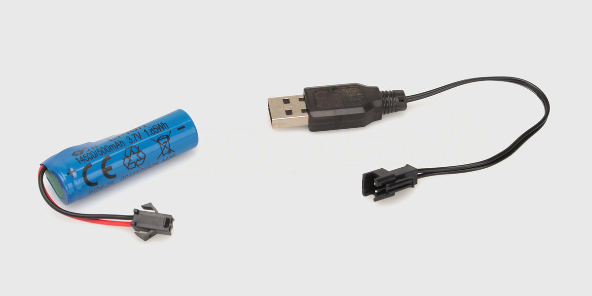 3,7 V 14500 Li-ion-batteri og USB-ladekabel til Q-drift