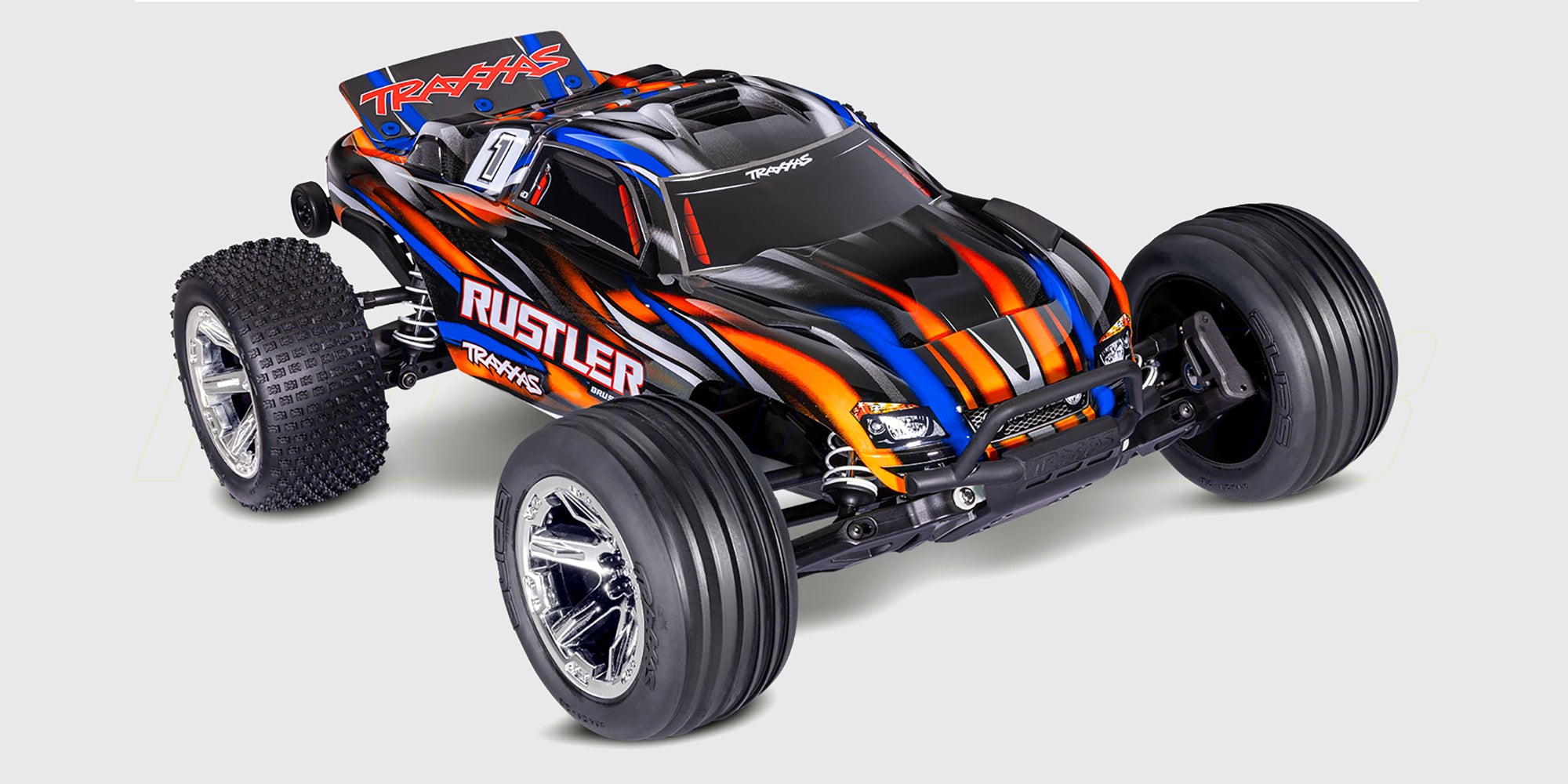 Traxxas Rustler Brushless offroad fjernstyret bil, perfekt til asfalt, grus og jord