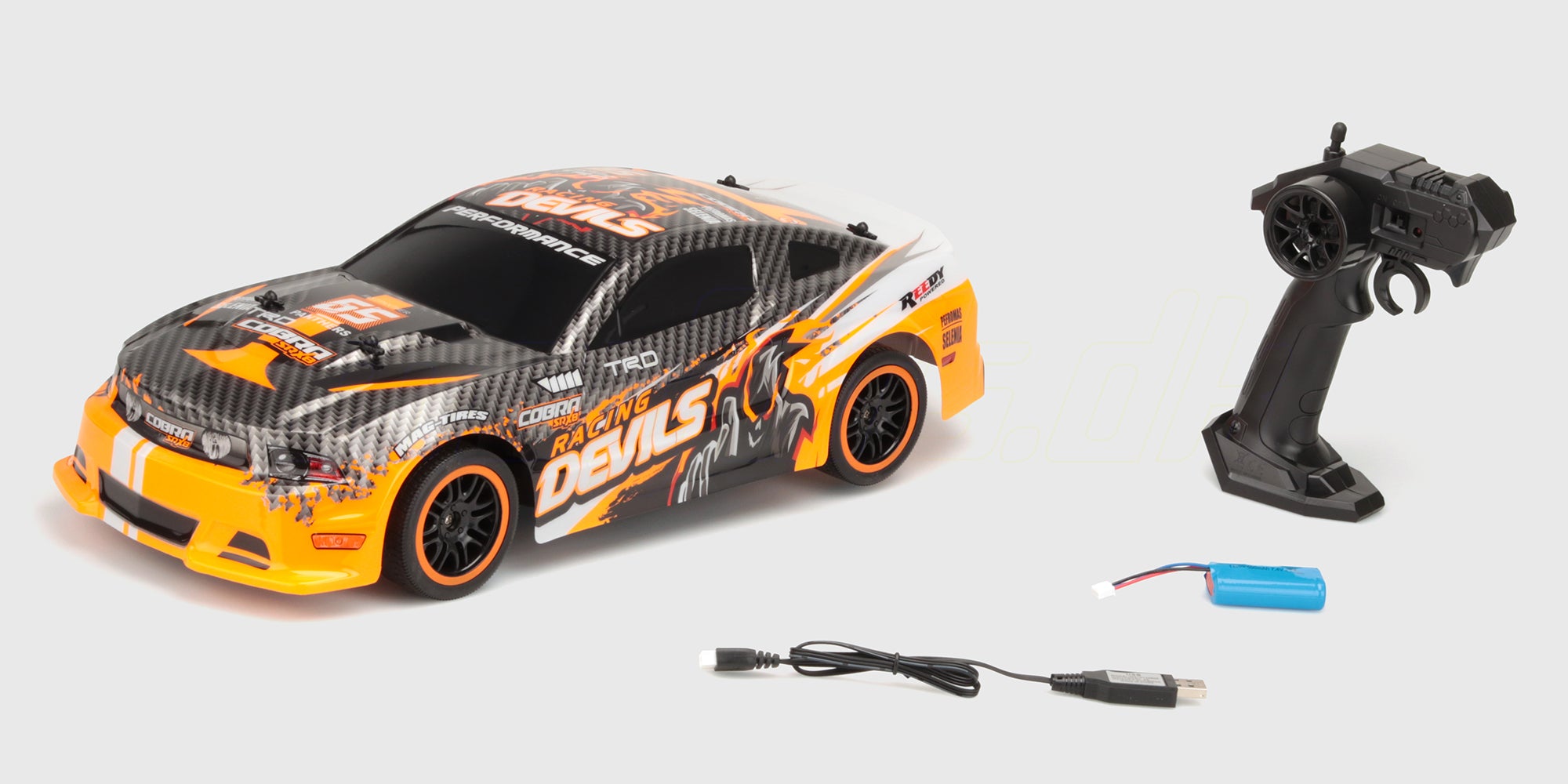 Orange Xtreme Racer Rally Sprint med sender, batteri og USB-lader