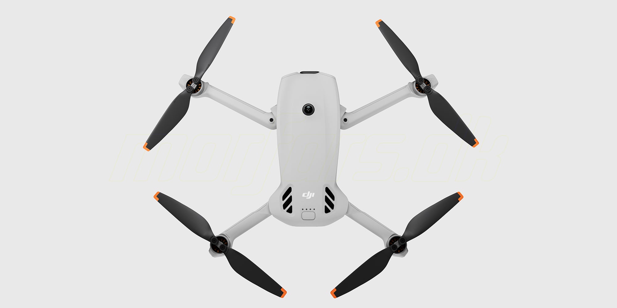 DJI Lito 1 set oppefra foldet ud klar til at gå i luften set på hvid baggrund