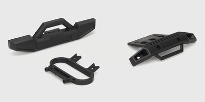 Sorte kofangere til front og bag på en Hammer fjernstyret bil vist på hvid baggrund.