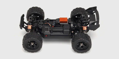 Rød Hurricane 2.0 fjernstyret bil med kraftige offroad-dæk og robust karrosseri til terræn.