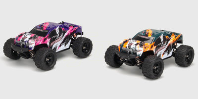 Sort Hurricane 2.0 fjernstyret truck med hvidt karrosseri og store offroad dæk på hvid baggrund.