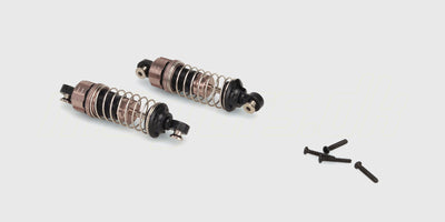 To sorte Hurricane upgrade olie-støddæmpere med metalfjedre til optimering af fjernstyrede biler.