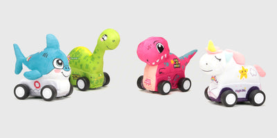 Haj, dinosaurus, T-Rex og enhjørning samlet som bløde fjernstyrede figurer