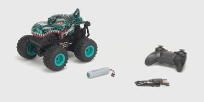 Firedance Stunt Truck fjernstyret bil med orange karrosseri og store dæk til stunts og offroad kørsel.