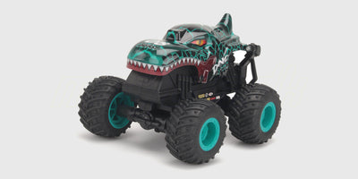 Rød Firedance Stunt Truck fjernstyret bil med store offroad-hjul og robust karrosseri til stunts.