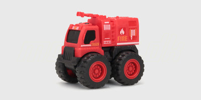 Gul Micro Monster friktionsbil med store hjul og robust design til leg.