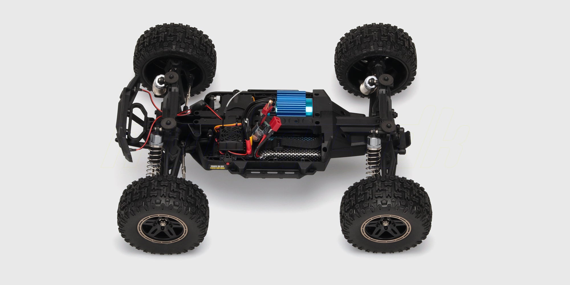 Tracker Brushless chassis med batteri og oliefyldte støddæmpere