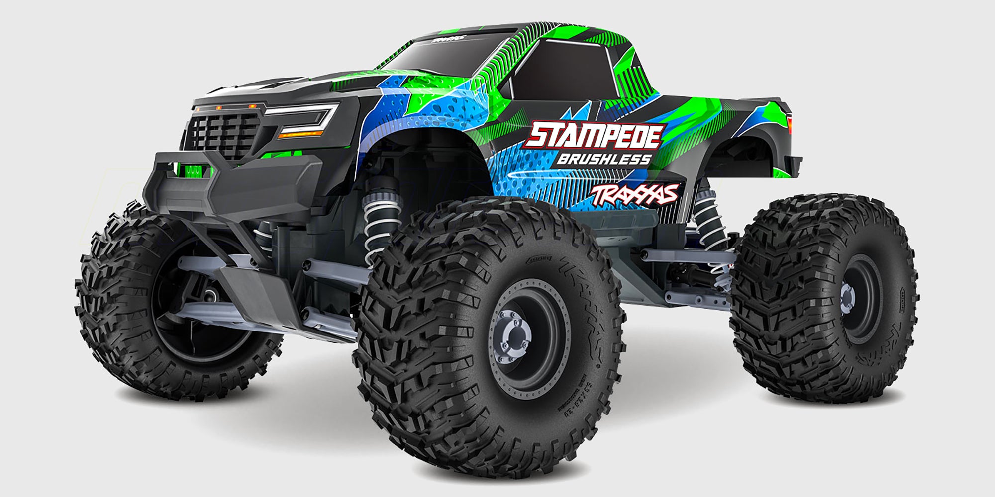 Traxxas Stampede 2WD Brushless VX3 monster truck set forfra med grøn og sort karosse