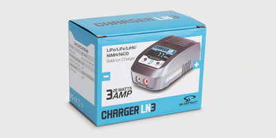 Charger LN3 hurtigoplader til LiPo og NiMH batterier med statusindikatorer og kompakt hvidt kabinet.
